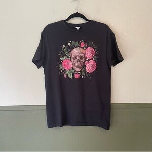 Vintage Skull Rose Graphic Tee Sz Medium